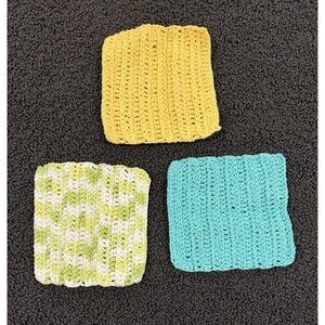 DISHCLOTH / Washcloth, HANDMADE Crochet, 100% Cotton, Lot of 3